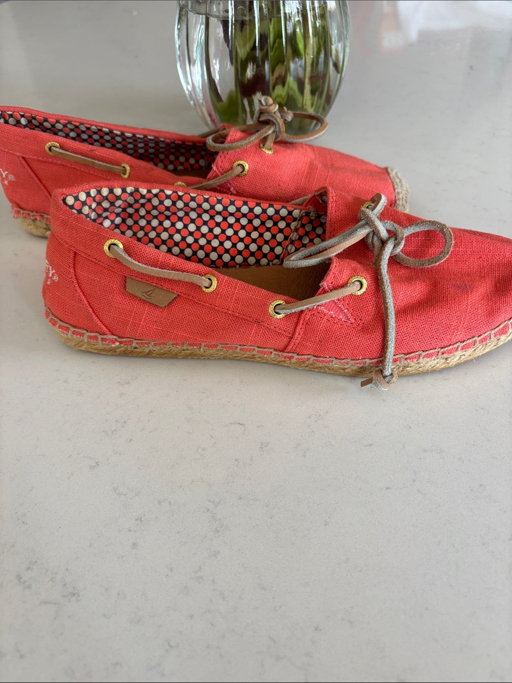 Sperry Salmon  Canvas Espadrille Boat Shoes -